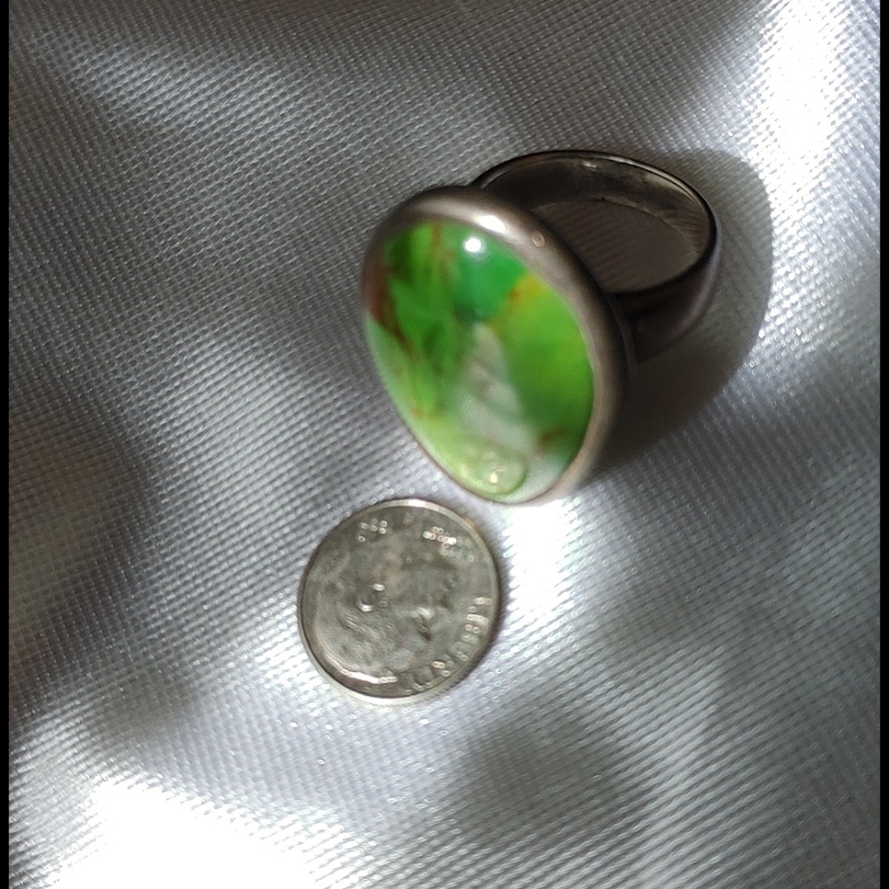 Barse lime turquoise silver ring 9 - Picture 7 of 7